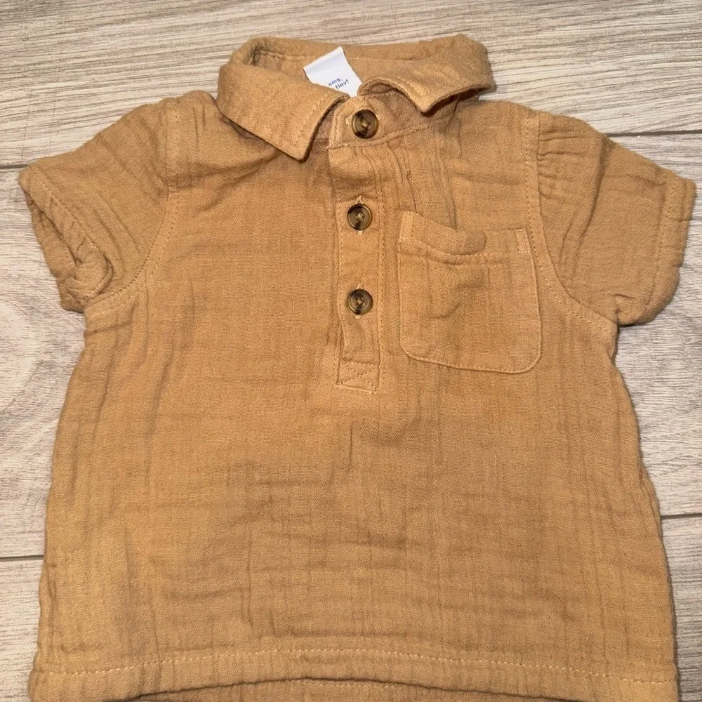 OLD NAVY Tan Baby Outfit Linen Set